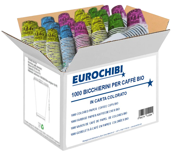 EUROCHIBI® 1000 BICCHIERINI PER CAFFÈ BIO IN CARTA COLORATO