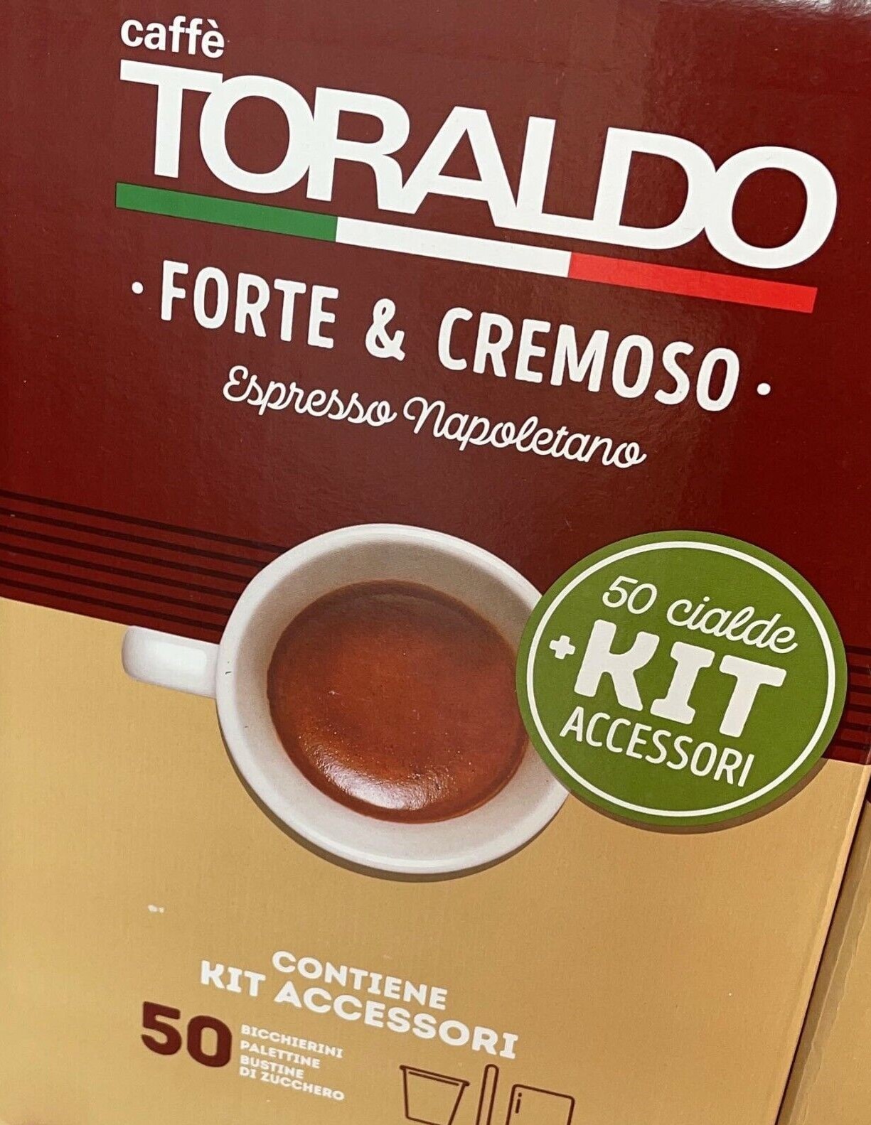 CAFFÈ TORALDO - MISCELA FORTE & CREMOSO - Kit 50 CIALDE ESE44 da 7.2g +  ACCESSORI