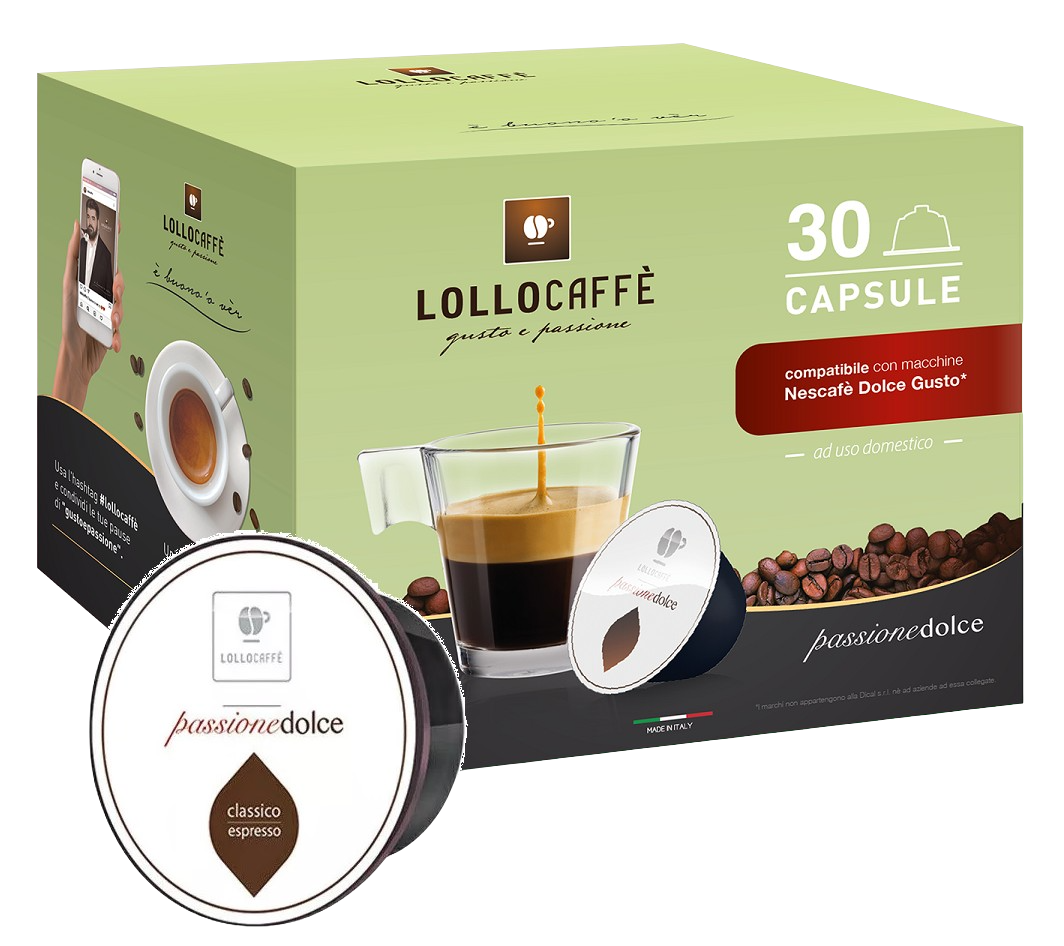 LOLLO CAFFÈ - PASSIONEDOLCE CLASSICO - Box 30 CAPSULE COMPATIBILI DOLCE  GUSTO da 7.5g