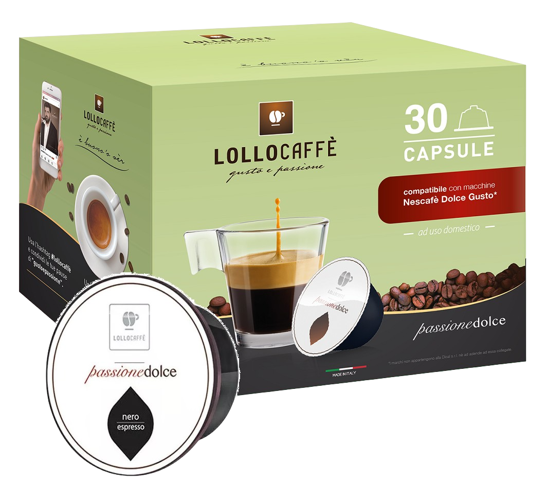 LOLLO CAFFÈ - PASSIONEDOLCE NERO - Box 30 CAPSULE COMPATIBILI DOLCE GUSTO  da 7.5g