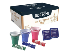 KIT ACCESSORI CAFFÈ con 150 BUSTINE DI ZUCCHERO + 150 BICCHIERINI + 150 PALETTINE - CAFFÈ BORBONE