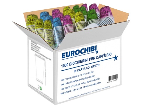 EUROCHIBI® 1000 BICCHIERINI PER CAFFÈ BIO IN CARTA COLORATO