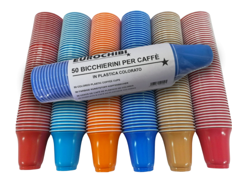 EUROCHIBI® 50 BICCHIERINI PER CAFFÈ IN PLASTICA COLORATO