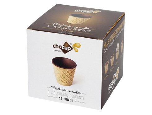 FOODRINKS CHOCUP MEDIUM 60ml - 12 SNACK BICCHIERINI IN WAFER E CIOCCOLATO FONDENTE da 200g