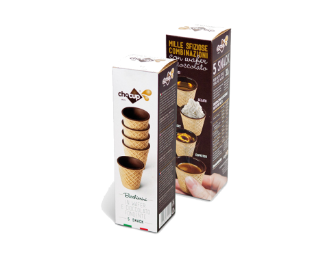 FOODRINKS CHOCUP MINI 30ml - 5 SNACK BICCHIERINI IN WAFER E CIOCCOLATO FONDENTE da 50g