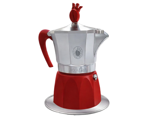 CAFFÈ BORBONE MOKACIAO CAFFETTIERA PER CIALDE ESE44 + 15 CIALDE OMAGGIO - COLORE ROSSO E ARGENTO (GAS - INDUZIONE - ELETTRICO - VETROCERAMICA)