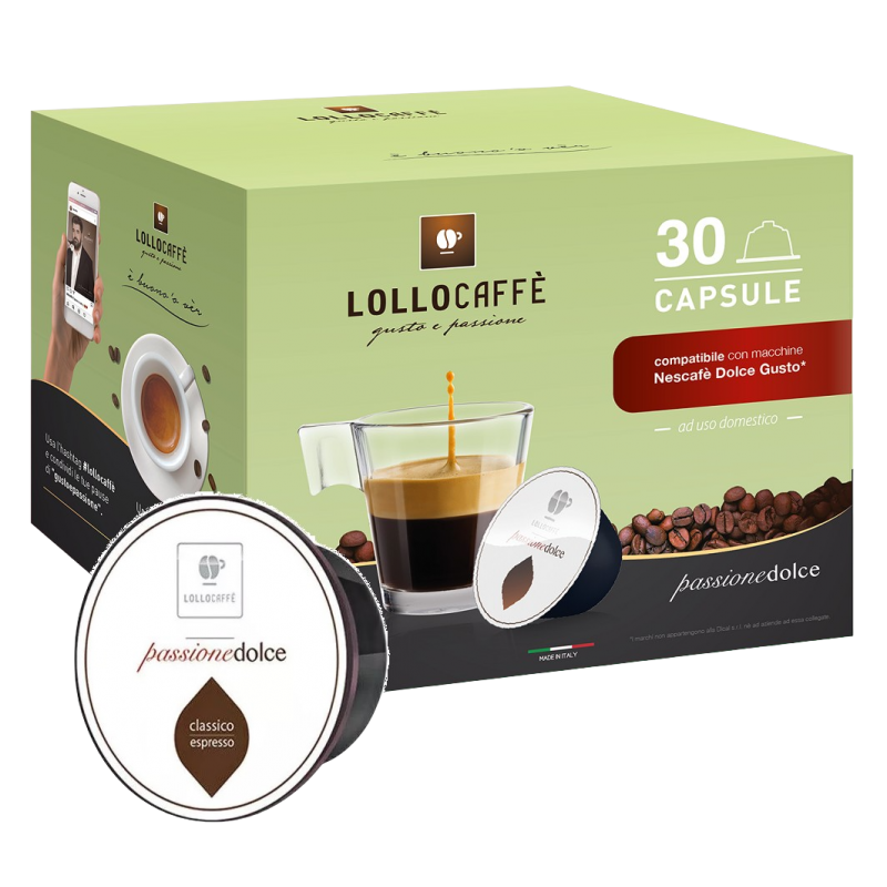 LOLLO CAFFÈ - PASSIONEDOLCE CLASSICO - Box 30 CAPSULE COMPATIBILI DOLCE  GUSTO da 7.5g