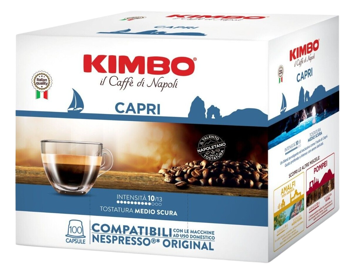 COFFEE KIMBO CAPRI Box 100 NESPRESSO COMPATIBLE CAPSULES 5.4g Eurochibi Mega Store