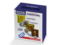 MINI MIX 40 PODS COFFEE PASSALACQUA - 10 MANHOA - 10 HELCA - 10 HABANERA - 10 ELMIR with 1 EXCLUSIVE EUROCHIBI® KEYRING