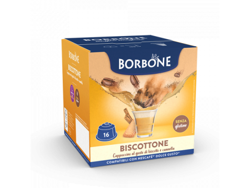 CAPPUCCINO WITH BISCUIT AND CINNAMON CAFFÈ BORBONE BISCOTTONE - 16 DOLCE GUSTO COMPATIBLE CAPSULES 14g
