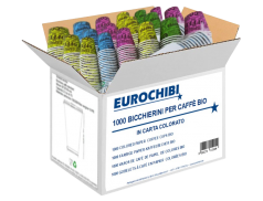 EUROCHIBI® 1000 VASOS PARA CAFÉ DE PAPEL DE COLORES BIO