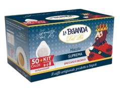 CAFFÈ LA BEVANDA DEL RÈ - MISCELA SUPREMA - Kit 50 VAINAS ESE44 7.2g + ACCESORIOS