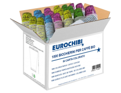 EUROCHIBI® 1000 FARBIGE PAPIER-KAFFEEBECHER BIO