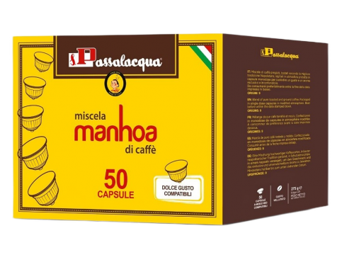 KAFFEE PASSALACQUA MANHOA - GUSTO VELLUTATO - Box 50 DOLCE GUSTO KOMPATIBLE KAPSELN 5.5g