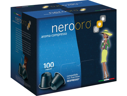 CAFÉ NEROORO - MISCELA ARGENTO - Box 100 CAPSULES COMPATIBLES NESPRESSO 5g
